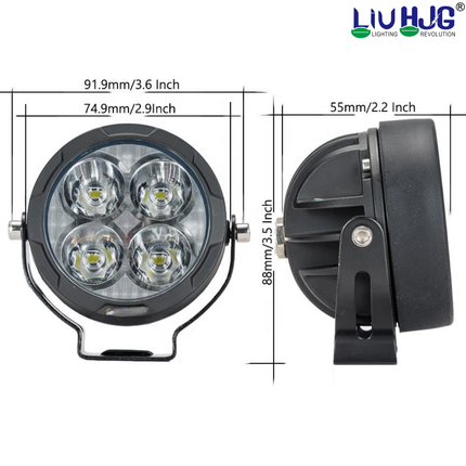 LIU HJG 80W Round 4 LED Fog Lights with Yellow Cap and Wiring Kit Universal for Car & Bike (Pack of 2) - LIU HJG