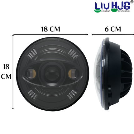 LIU HJG 7 Inch DRL LED Headlight Ultra High Brightness Waterproof & Dustproof 67W 12V DC Power High/Low Beam Yellow/White DRL Light Universal fit for Thar, Jeep, Classic 350 & Others (Pack of 1) - LIU HJG