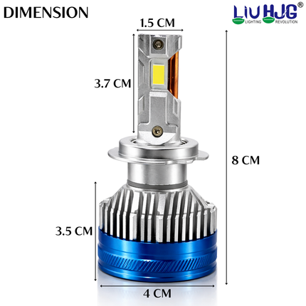 LIU HJG LED Headlight Bulb (H7) Fitting Ultra Bright Waterproof & Heat Dissipation 240W 12V DC Power High/Low Beam White Light Reflection Universal fit for All Bike & Car (Pack of 2) - LIU HJG