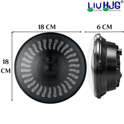 LIU HJG Dual Lens DRL LED 7 Inch Headlight 55W 12V DC Power Waterproof & Heat Dissipation High/Low Beam Yellow & White DRL Light Universal fit for Jeep, Classic 350 & Thar & Other (Pack of 1) - LIU HJG