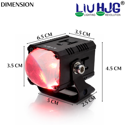 LIU HJG Single Lens High Bright LED Fog Light Waterproof & Dustproof 60W 12V-80V DC Power Yellow White & Red Devil Eye Light Reflection Universal fit for All Bikes & Cars (Pack of 2) - LIU HJG