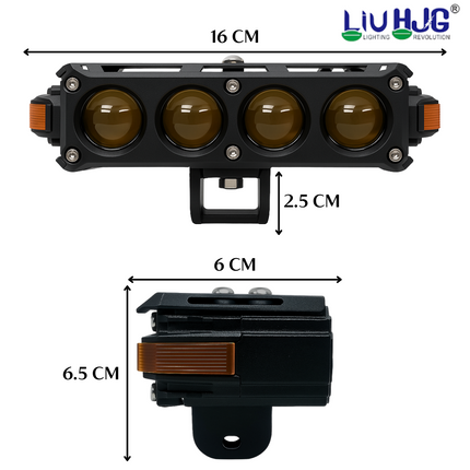 LIU HJG S-62 Future Eye LED Fog Light 4 Lens Rectangle Yellow, White, Red Devil Eye with Left-Right Indicator - LIU HJG