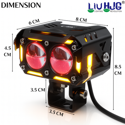 LIU HJG Dual Cut Lens Dual Lens LED Fog Light With Wiring Kit Waterproof & Dustproof 120W 12V DC Power Yellow, White, Red Devil Eye Light, Yellow DRL Universal fit for All Bikes & Cars (Pack of 2) - LIU HJG