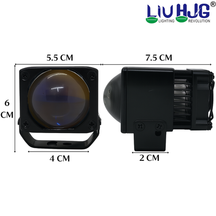 LIU HJG Ultra Bright Led Mini Laser Cannon Fog Light Waterproof & Dustproof Power 90W 12V DC Power Yellow White & Red Devil Eye Light Reflection Universal fit for All Bikes & Car Models (Pack of 2) - LIU HJG