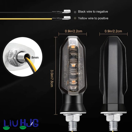 LIU HJG Motorcycle 3 LED Turn Signal Light Small Indicators Waterproof Heavy Duty 12V DC Power Yellow Light Reflection Universal fit for All Bikes Models (Pack of 1 Set)