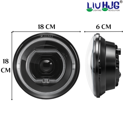 LIU HJG DRL LED 7 Inch Headlight Waterproof & Heat Dissipation High/Low Beam 50W 12V DC Power Yellow/White/Blue DRL & Red Devil Eye Light Universal fit for Jeep, Classic 350 & Thar & Other Pack of 1 - LIU HJG