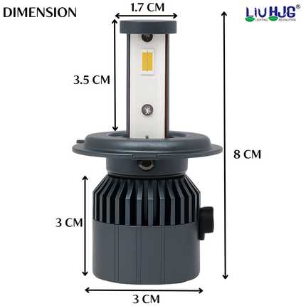 LIU HJG 60+60W Yellow/White LED Headlight Bulb with Remote High Brightness Waterproof H4 Headlight Bulb Universal fit for all Bike & Car (Pack of 1 Piece)