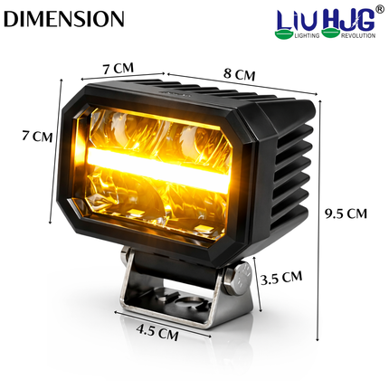LIU HJG 4 LED High Bright Fog Light Waterproof & Dustproof 50 Watts 12V DC Power Yellow+White & Yellow DRL Light Reflection Universal fit for All Bikes & Cars (Pack of 2) - LIU HJG