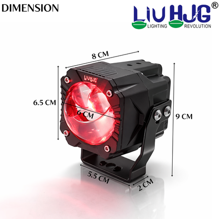 LIU HJG Wiring Harness 3 Lens Goriila Fog Light High Brightness Waterproof & Dustproof 120W 12V DC Power Yellow, White, & Red Devil Eye Light Reflection Universal fit for All Bikes And Car Models (Pack of 2) - LIU HJG