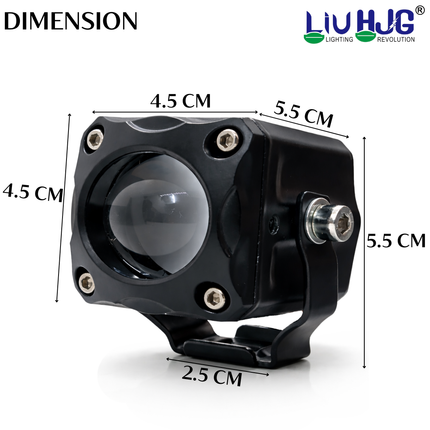 LIU HJG LED Tiny Laser Cannon Single Lens Fog Light Wateproof & Dustproof High Brightness 40W 12V DC Power Yellow White & Red Devi Eye Light Universal fit for All Bikes & Cars (Pack of 2 With Switch) - LIU HJG