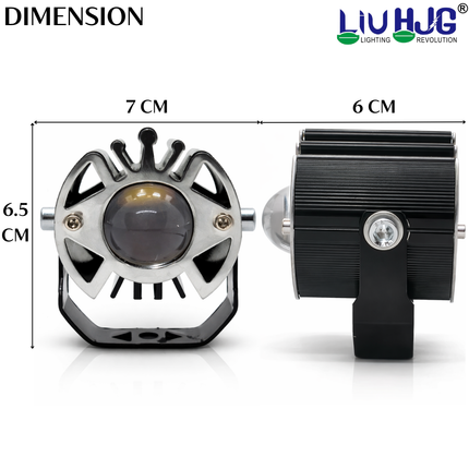 LIU HJG Super Bright LED Single Fog Light Waterproof & Dustproof 25W 12V DC Power Heat Dissipation Yellow White & Blue Devil Eye Light Reflection Universal fit for All Bikes & Cars Model (Pack of 1) - LIU HJG