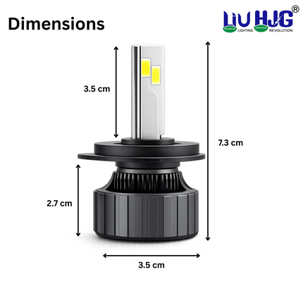 LIU HJG Ultra Bright M2 Mini LED Headlight Bulb Waterproof, Cooling Fan Inbuilt for Heat Dissipation 120W 12V DC Power High Low Beam White Light Reflection Universal fit for All Bikes & Cars (Pack of 1)