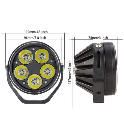 LIU HJG 90W 5-LED Round White Fog Light with Yellow Cap | High Power LED for Cars, Bikes, Trucks & Motorcycles | Universal Fit - LIU HJG