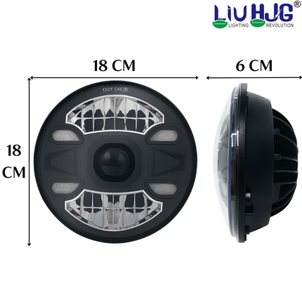 LIU HJG 7 Inch LED DRL Headlight Waterproof & Heat Dissipation 58W 12V DC Power High/Low Beam Yellow White DRL Light Universal fit for Thar, Jeep, Classic 350 & Others (Pack of 1) - LIU HJG