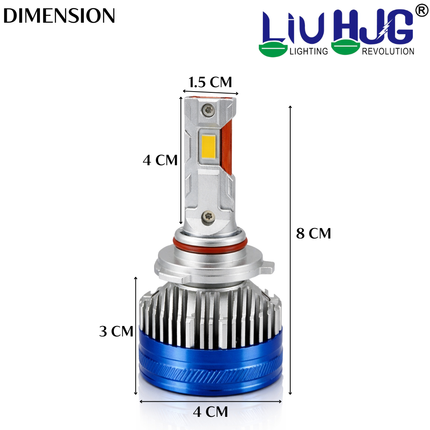 LIU HJG LED 9005 Headlight Fitting Waterproof & Heat Dissipation 120W Each (240W Total) 12V-80V DC Power High Beam White Light Reflection Universal Fit for All Bikes & Cars Model (Pack of 2) - LIU HJG