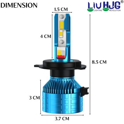 LIU HJG M2 Mini LED Remote Control Headlight Bulb High Bright Waterproof & Heat Dissipation 80W 12V DC Power Yellow White & Red/Blue/Yellow Flashing Bulb Universal fit for All Bikes & Cars (Pack 1)