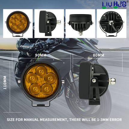 LIU HJG 50W Round 5 LED Fog Lights with Yellow Cap and Wiring Kit Universal for Car & Bike (Pack of 2) - LIU HJG