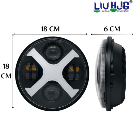 LIU HJG Super Bright LED Headlight 7 Inch DRL Waterproof & Dustproof 67W 12V DC Power High/Low Beam Yellow/White DRL Light Universal fit for Thar, Jeep, Classic 350 & Others (Pack of 1) - LIU HJG