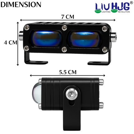 LIU HJG 2-LED Yellow/White Way maker Fog Light with Red Devil Eye | Fog Lamp for Car, Bike & Truck