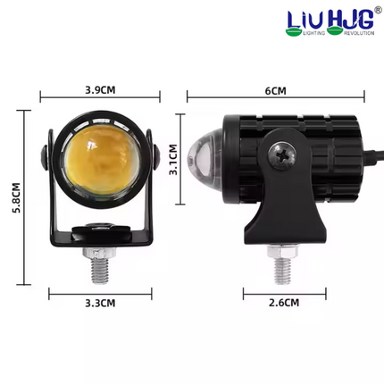 Liu HJG Mini Driving LED Fog Light 36W, 5 Modes (White/Yellow/Red), Universal for Motorcycles, Scooters & Cars  DC 12V-80V  Fog Lamp with Switch - LIU HJG