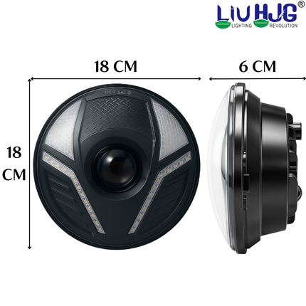LIU HJG Ultra Bright DRL LED 7 Inch Headlight 50W 12V DC Power Waterproof & Dustproof High/Low Beam Yellow & White DRL Light Universal fit for Jeep, Classic 350 & Thar & Other (Pack of 1) - LIU HJG