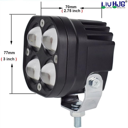 LIU HJG® Original 80W 4-LED 5D Lens Dual-Color Fog Light Kit with Clamp Brackets & Relay Harness (Yellow/White Beam, Pack of 2)