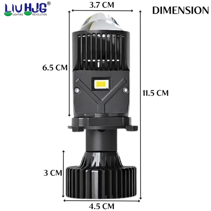 LIU HJG 120W White LED Headlight Bulb with Double Lens | H4 Fitting for Car, Bike, Truck & Van