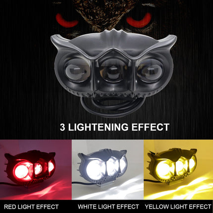 LED Owl Fog Light for Bikes, LIU HJG 3 Color Fog Light, Yellow White Red Fog Light, Red Devil Eye Bike Light, Flashing Pattern LED Fog Lamp, Universal Bike Fog Light 30W, DC 9-80V Fog Light, Motorcycle LED Owl Light, Multi-Mode Bike Fog Lamp, High Brightness LED Fog Light, Stylish Fog Light for Bikes, Devil Eye Fog Light for Motorcycle, Waterproof LED Fog Light for Bike, 3-in-1 Color Mode Fog Light, Universal Fit Fog Light for Bikes.