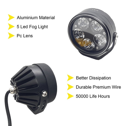 LED fog light for cars, 90W LED fog light, white fog light with yellow cap, universal LED fog lamp, motorcycle fog light, truck LED fog light, high power LED driving light