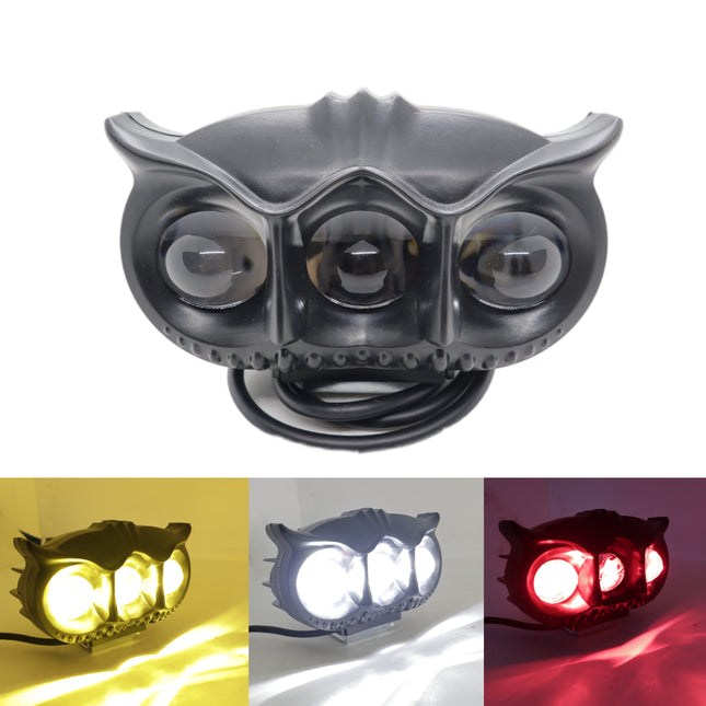 LED Owl Fog Light for Bikes, LIU HJG 3 Color Fog Light, Yellow White Red Fog Light, Red Devil Eye Bike Light, Flashing Pattern LED Fog Lamp, Universal Bike Fog Light 30W, DC 9-80V Fog Light, Motorcycle LED Owl Light, Multi-Mode Bike Fog Lamp, High Brightness LED Fog Light, Stylish Fog Light for Bikes, Devil Eye Fog Light for Motorcycle, Waterproof LED Fog Light for Bike, 3-in-1 Color Mode Fog Light, Universal Fit Fog Light for Bikes.