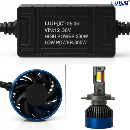 LIU HJG LED H4 Headlight Bulb Waterproof & Dustproof Heat Dissipation 300W (150W Each) 12V DC Power Universal Fit For All Bikes & Cars Model (Pack of 2) - LIU HJG