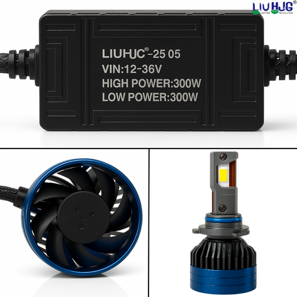 LIU HJG LED 9006 Headlight Bulb Waterproof & Dustproof Heat Dissipation 300W (150W Each) 12V DC Power Universal Fit For All Bikes & Cars Model (Pack of 2) - LIU HJG