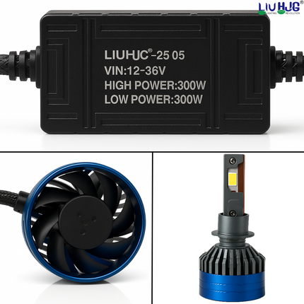 LIU HJG LED H1 Headlight Bulb Waterproof & Dustproof Heat Dissipation 300W (150W Each) 12V DC Power Universal Fit For All Bikes & Cars Model (Pack of 2) - LIU HJG