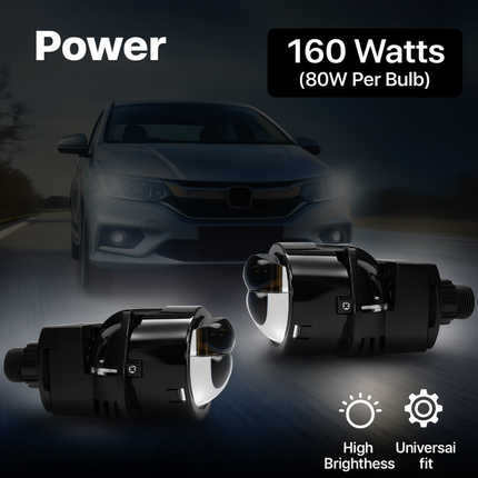 LIU HJG High Bright Dual Cut Lens 2 Inch LED Headlight High Performance 160W 12V DC Power White High/Low Beam & Red Devil Eye Light Reflection Heavy Duty Universal Fitment (Pack of 1 Set)