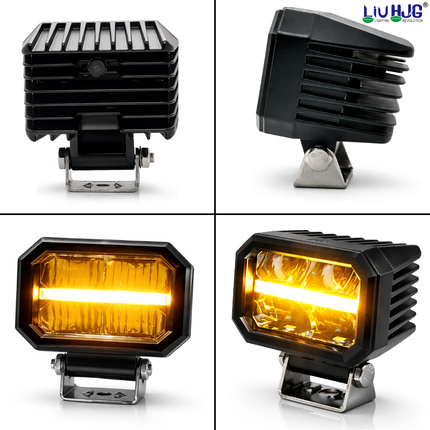 LIU HJG 4 LED High Bright Fog Light Waterproof & Dustproof 50 Watts 12V DC Power Yellow+White & Yellow DRL Light Reflection Universal fit for All Bikes & Cars (Pack of 2) - LIU HJG
