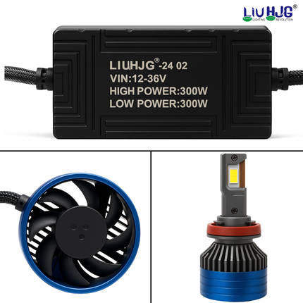 LIU HJG LED  H8/H9/H11  Headlight Bulb Waterproof & Dustproof Heat Dissipation 300W (150W Each) 12V DC Power Universal Fit For All Bikes & Cars Model (Pack of 2) - LIU HJG