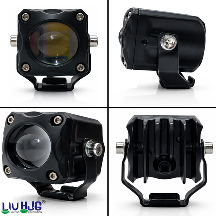 LIU HJG LED Tiny Laser Cannon Single Lens Fog Light Wateproof & Dustproof High Brightness 40W 12V DC Power Yellow White & Red Devi Eye Light Universal fit for All Bikes & Cars (Pack of 2 With Switch) - LIU HJG