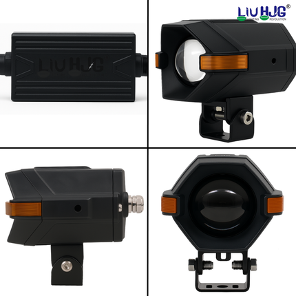 LIU HJG P97 100W Yellow/White LED Fog Light with Red Devil Eye Waterproof High Bright Fog Lamp High Low Beam Reflection 12V DC Universal fit for All Bike & Car (Pack Of 2) - LIU HJG