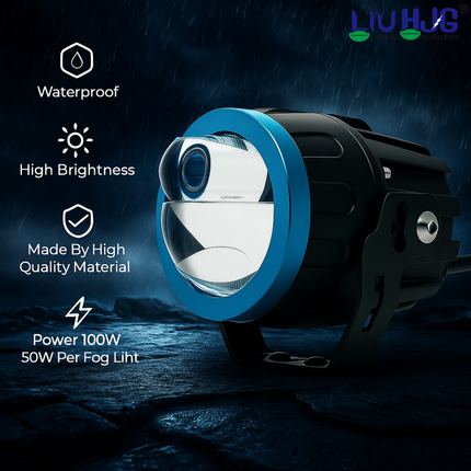 LIU HJG 2 Lens LED Super Bright fog Light Waterproof & Heat Dissipation, 100W 12V DC Power Yellow, White & Red Devil Eye Light Reflection Universal fit for All Bikes & Cars Models (Pack of 2) - LIU HJG