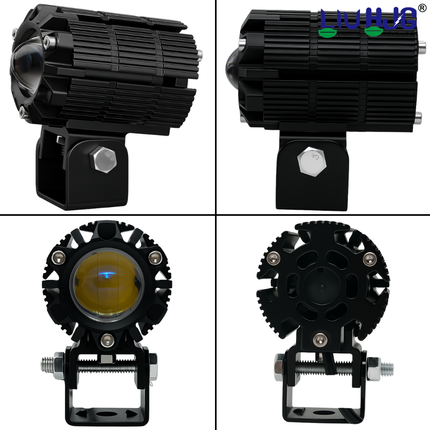 CNC Cut Design New Mini Drive High Brightness Waterproof & Heat Dissipation Cooling Fan 80W 12V DC Power Yellow, White & Red Devil Light Reflection Universal fit For All Bikes & Cars (Pack 2) - LIU HJG