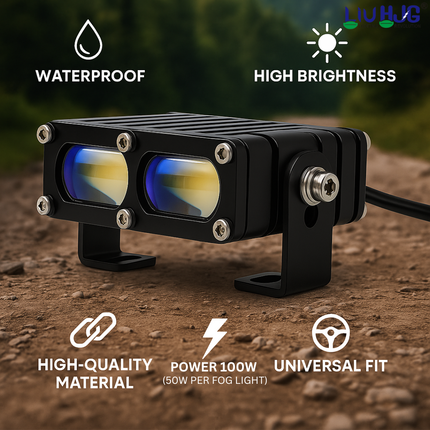 LIU HJG 2-LED Yellow/White Way maker Fog Light with Red Devil Eye | Fog Lamp for Car, Bike & Truck