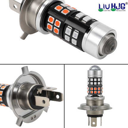 LIU HJG 40 LED Yellow/White & Red/Blue 40 Watt H4 Police Headlight Bulb Universal For Bike & Car( Pack of 1) - LIU HJG