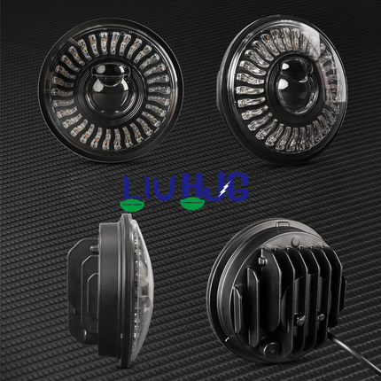 LIU HJG Dual Lens DRL LED 7 Inch Headlight 55W 12V DC Power Waterproof & Heat Dissipation High/Low Beam Yellow & White DRL Light Universal fit for Jeep, Classic 350 & Thar & Other (Pack of 1) - LIU HJG