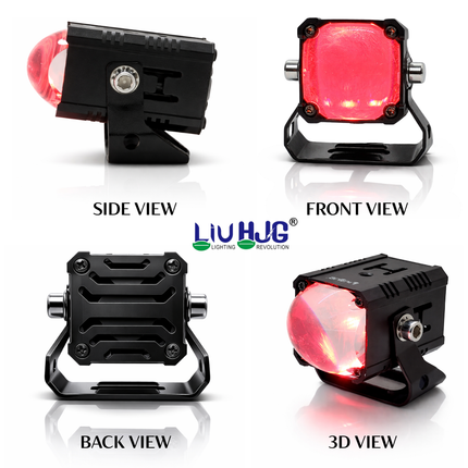 LIU HJG Single Lens High Bright LED Fog Light Waterproof & Dustproof 60W 12V-80V DC Power Yellow White & Red Devil Eye Light Reflection Universal fit for All Bikes & Cars (Pack of 2) - LIU HJG