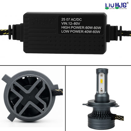 LIU HJG 130W White LED High-Low Beam H4 Headlight Bulb Waterproof & Dustproof LED Headlight Bulb 12V DC H4 Universal fit for All Bikes & Cars Models (Pack of 1 Piece)