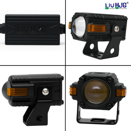 LIU HJG S-83 80W Yellow/White High Bright LED Fog Light with Red Devil Eye Waterproof & Heat Dissipation 12V DC Universal for Bike & Car (Pack of 2)