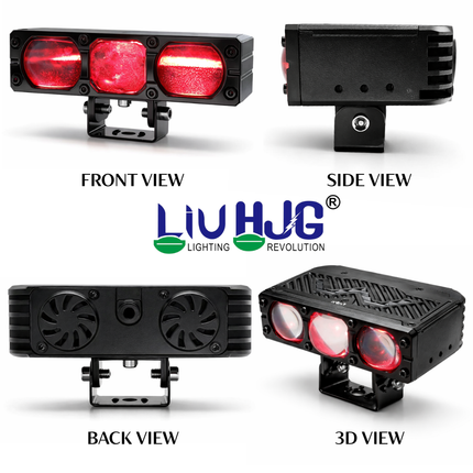 LIU HJG 3 Lens Ultra Bright LED Fog Light Waterproof 7 Dustproof 100W Each (200W Total) 12V-80V DC Power Yellow, White & Red Devil Eye Light Universal fit for All Bikes & Cars Model (Pack of 2) - LIU HJG