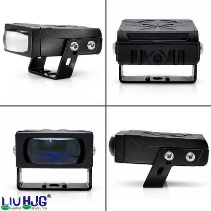 LIU HJG Ultra Bright Single Lens Fog Light Waterproof & Heat Dissipation 2 Types of Clamp Fitting 40W 12V DC Power Yellow White & Red Devil Eye Light Universal fit All Bikes & Cars (Pack of 2) - LIU HJG