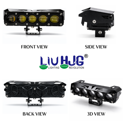 LIU HJG Future Eye 5 Lens LED Fog Light With Wiring Kit (Harness & Remote) Waterproof & Dustproof Power 75W Each (150W Total) 12V-80V DC Power HJG for Cars & Bikes (Pack of 2) - LIU HJG