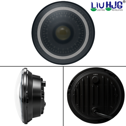 LIU HJG LED DRL 7 Inch Headlight Waterproof & Dustproof 52W 12V DC Power High/Low Beam Yellow White DRL Light Universal fit for Thar, Jeep, Classic 350 & Others (Pack of 1) - LIU HJG